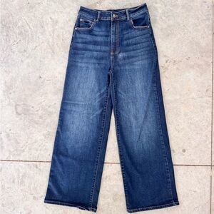 Well Worn Wide Leg High-Rise Jeans in Dark Blue Wash Size 8